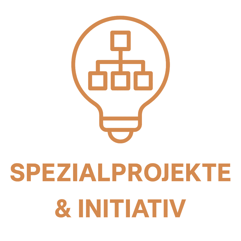 Gl&uuml;hbirne mit Organigramm &ndash; Symbol f&uuml;r Spezialprojekte und Initiativen.